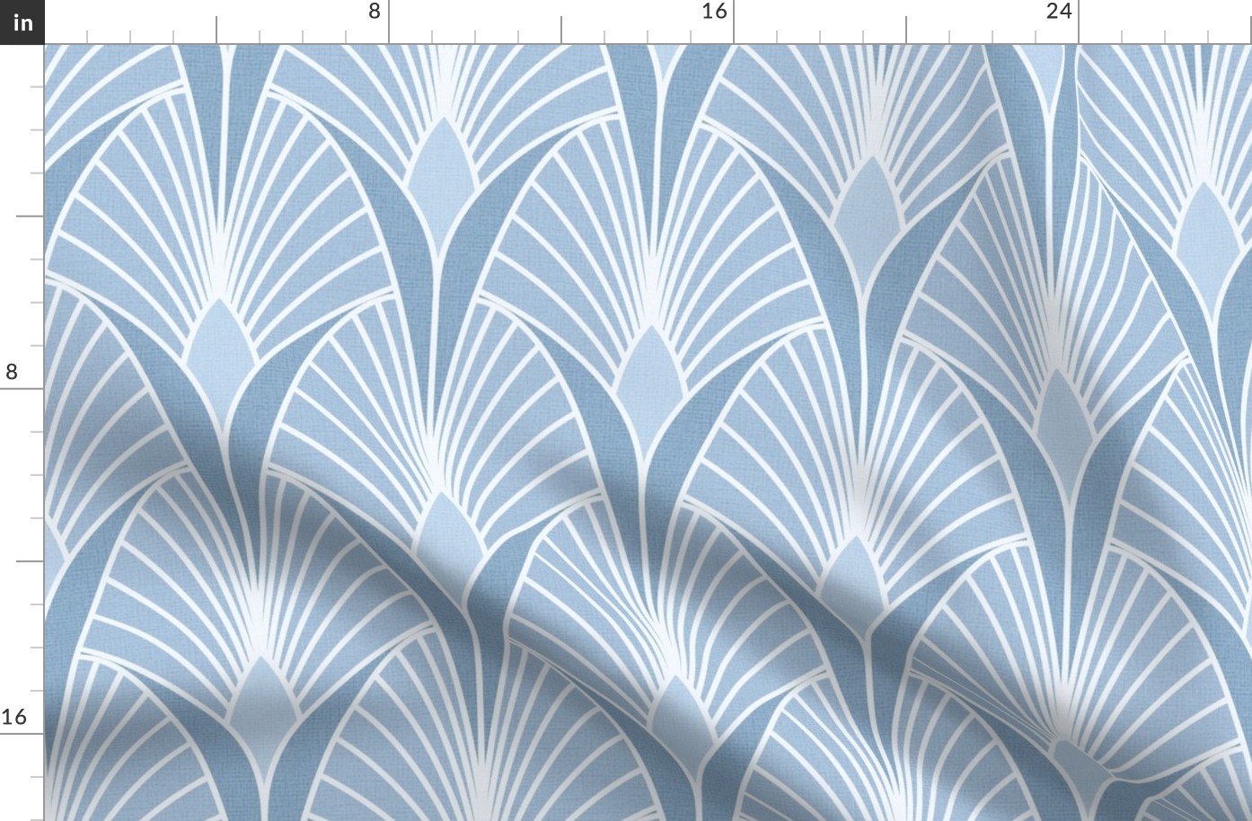 Art Deco Scallop Fans Dusty Sky Blue