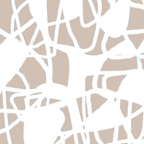 Abstract Hand Painted Designs in white and Taupe