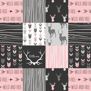 4.5” deer patchwork - little one pink and black