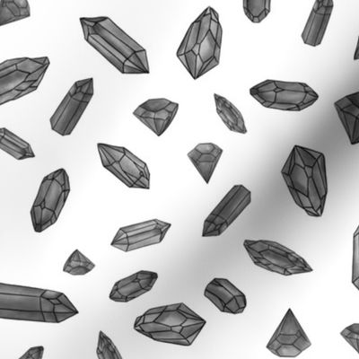 Black and white monotone Watercolor crystal gemstones