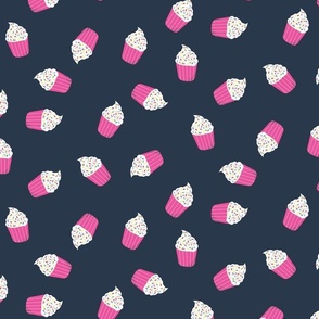 JUST CUPCAKES on navy background