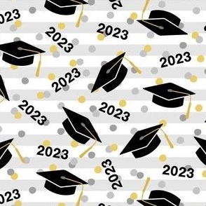 Tossed Graduation Caps with Black 2023, Gold & Silver Confetti (Small Size)