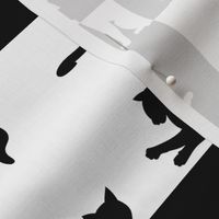 Black and White Cats on Black and White Checked Checker Board Pattern