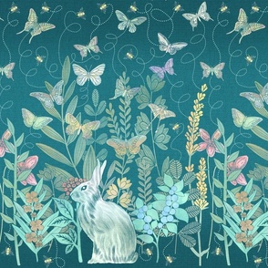 Rabbit in the Butterfly Garden//Medium