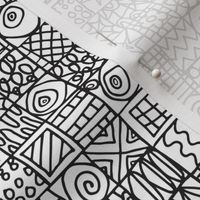 Surprises Doodled Coloring Book Abstract Line Drawing Tile Checkerboard in Black and White - SMALL Scale - UnBlink Studio by Jackie Tahara