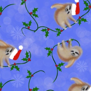 Christmas Sloths in blue