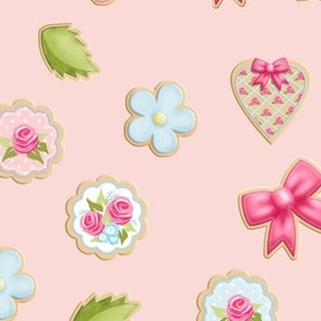 Sugar cookies hearts blush pink 