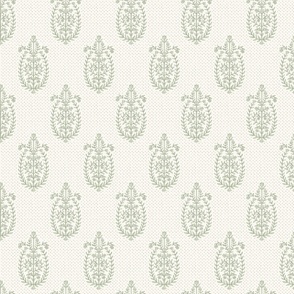 Tulip Paisley in Sherwood Green and cream copy
