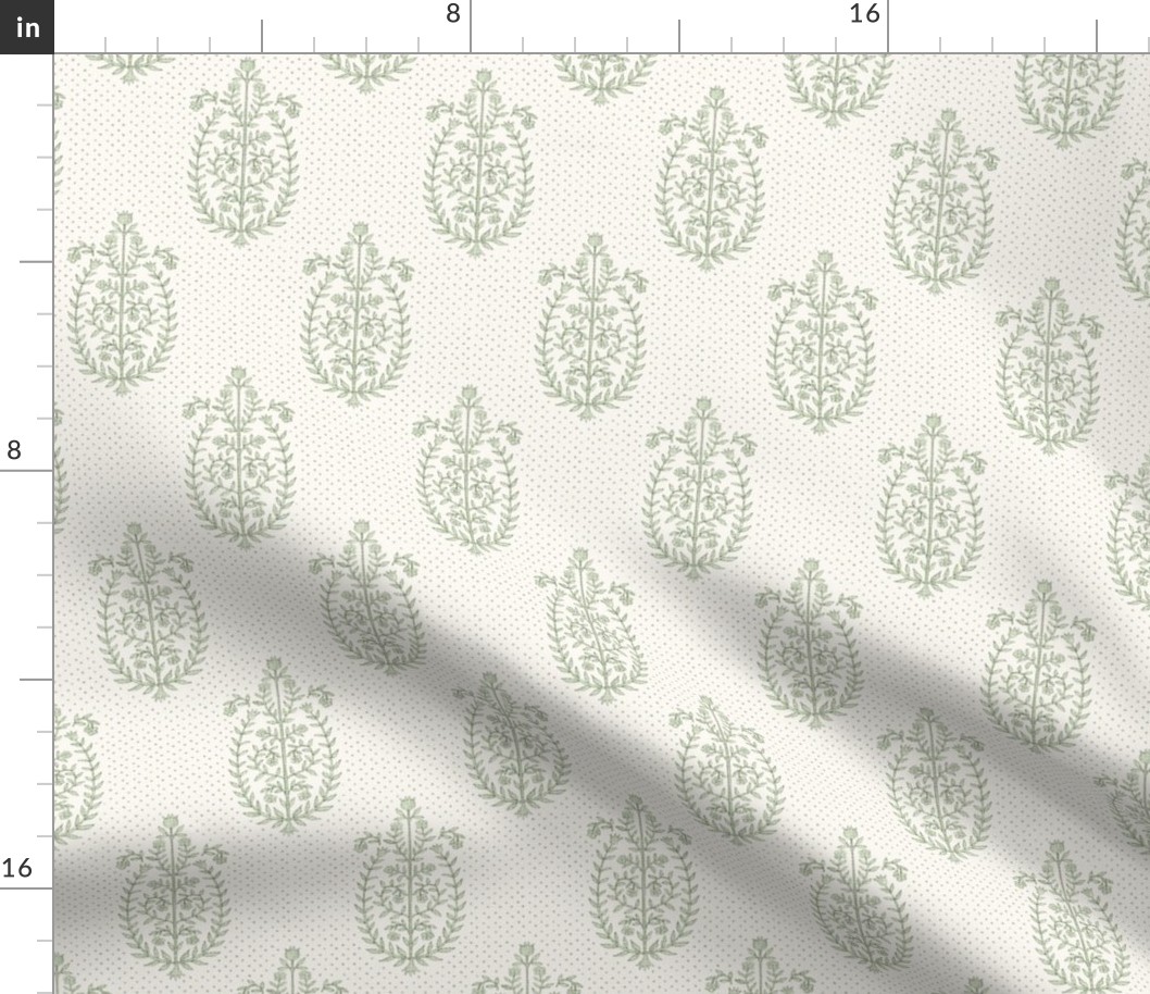 Tulip Paisley in Sherwood Green and cream copy