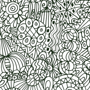 Multitudes Doodled Coloring Book Abstract Line Drawing in Black and White - JUMBO Scale - UnBlink Studio by Jackie Tahara