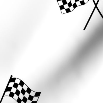 Small Black and White Classic Chequered Flags  on White