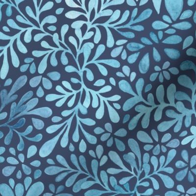(medium) Watercolour Floral dark blue