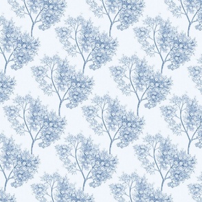 Flowering Trees Toile,  Blue and White