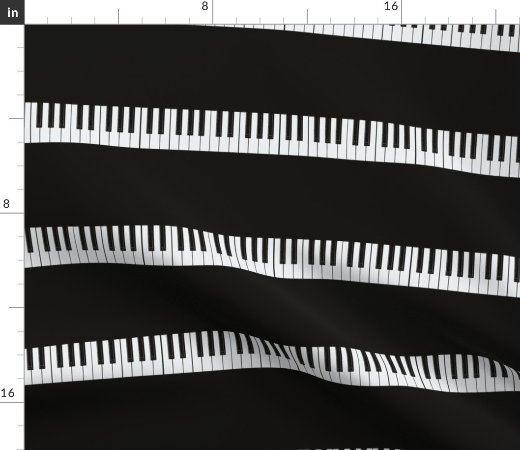 Small Piano Keyboard Stripes on Black