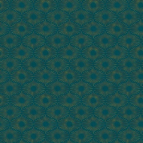 Art Deco Sunshine - Gold on Teal (Small Scale)