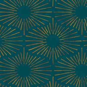 Art Deco Sunshine - Gold on Teal (Jumbo Scale)