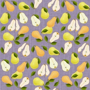 Delicious pears ditsy on amethyst