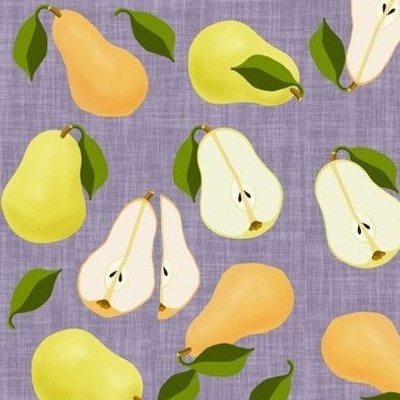 Delicious pears ditsy on amethyst