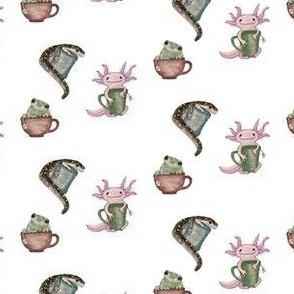 Tea & Amphibians Ditsey Print on White