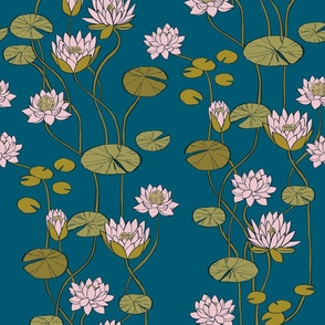 Waterlily Fabric, Wallpaper and Home Decor | Spoonflower