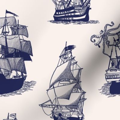 pirat ship - navy on cream