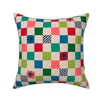checkers / christmas gifts in teal coral lime bright christmas 18 inch (24 wallpaper)