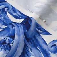 Blue Royal Floral Lilies on White