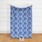 Blue Royal Floral Lilies on White