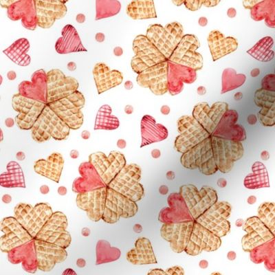 Funny valentine hearts and waffles