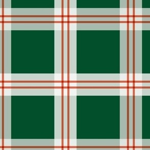 Minimalist Scandinavian Christmas checker plaid - retro seventies tartan design white pine green white red