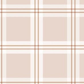 Minimalist Scandinavian checker plaid - retro seventies tartan design white on beige tan