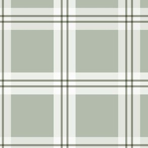 Minimalist Scandinavian checker plaid - retro seventies tartan design white on sage green olive