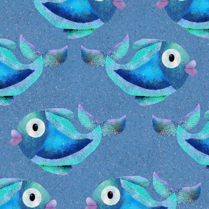 Cute fish blue background 