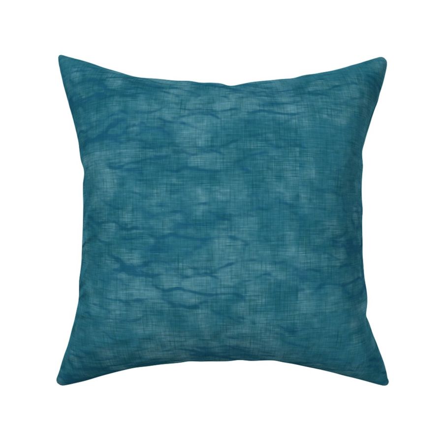 Shibori Linen in Teal  | Arashi shibori linen pattern in deep blue green, coordinate fabric for the block printed stars and moons collection in teal blue.