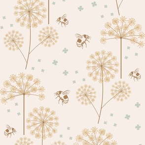 Angelica and Bees - Neutral Wallpaper