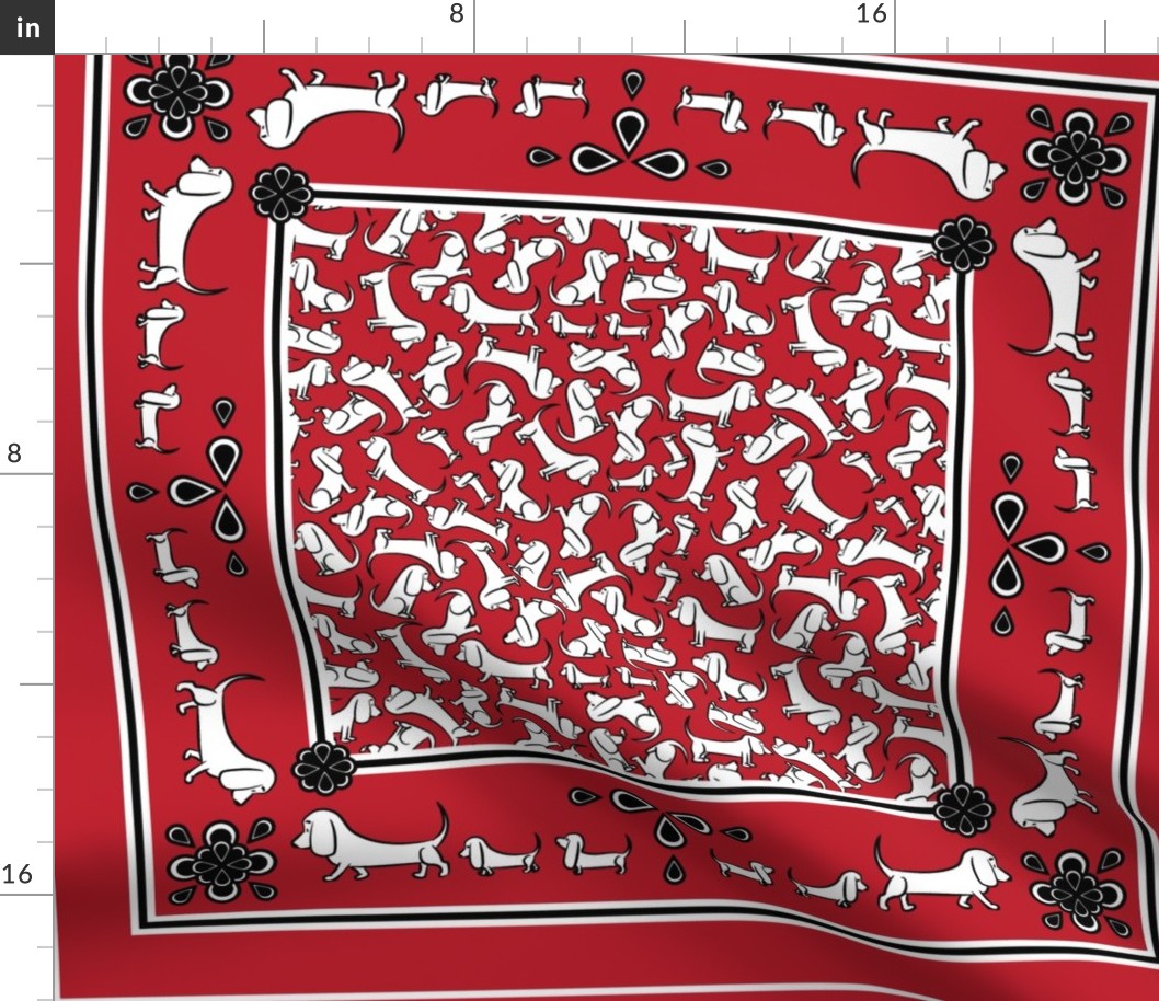 Doodle Basset Bandanas (Red)