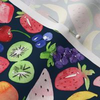 Ditsy Watercolor Fruit Snacks on Navy
