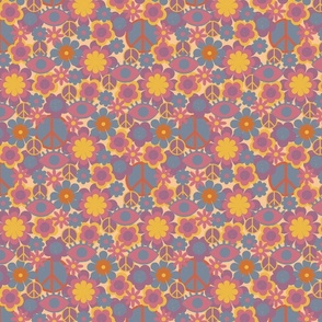 Groovy design with flowers 