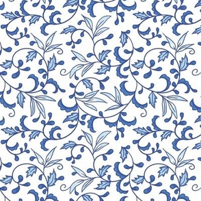 (S) Blue Chinoiserie - trailing leaves 