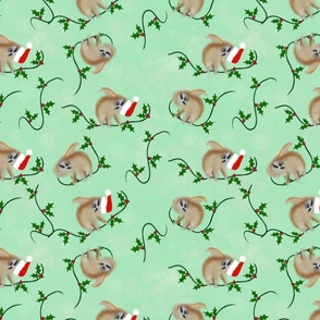 Christmas Sloths in green small
