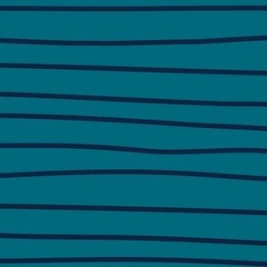 Hand drawn wobbly stripes turquoise navy