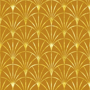 Art Deco gold thin fans mustard yellow