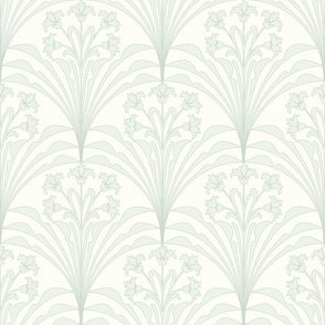 Art Deco Floral Misty Sage Ivory