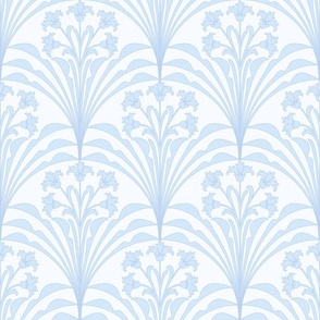 Art Deco Floral Misty Blue Ivory