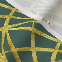 Art Deco pine green gold lace thin fans Wallpaper
