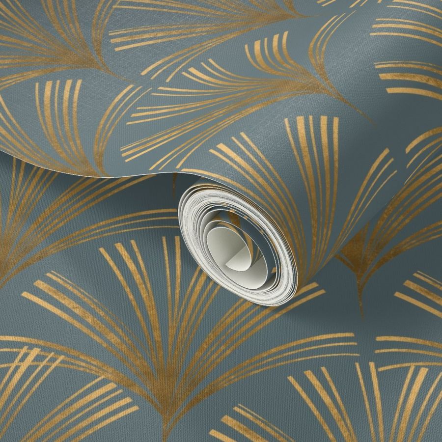 1920s Wallpaper // Blue Gray // XL Wallpaper | Spoonflower