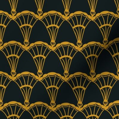 1920s Scallop - Medium - Gold, Black - Art Deco Tansy Collection