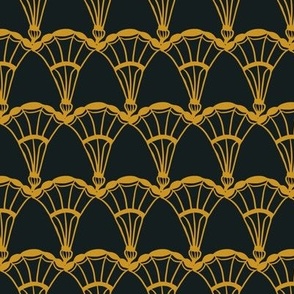 1920s Scallop - Medium - Gold, Black - Art Deco Tansy Collection