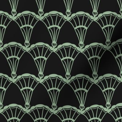 1920s Scallop - Medium - Green, Black - Art Deco Tansy Collection