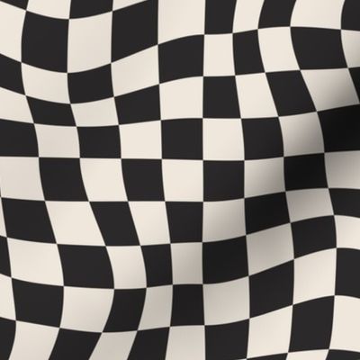 Black and Cream Swirly Checkers